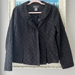 George Women’s Blazer Jacket black geometric Sz 10 Large business smart buttons